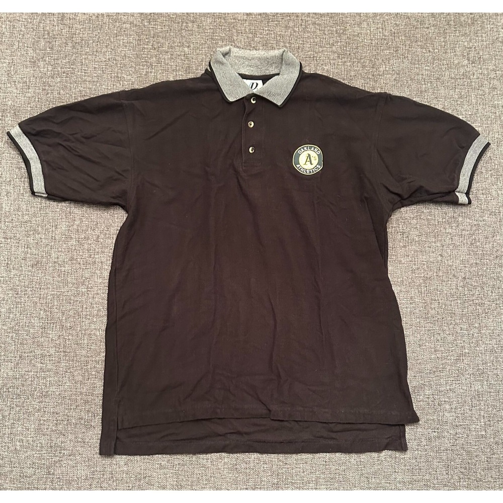 Oakland A's Athletics MLB Polo Shirt Golf ‎ Medium Black Embroidered